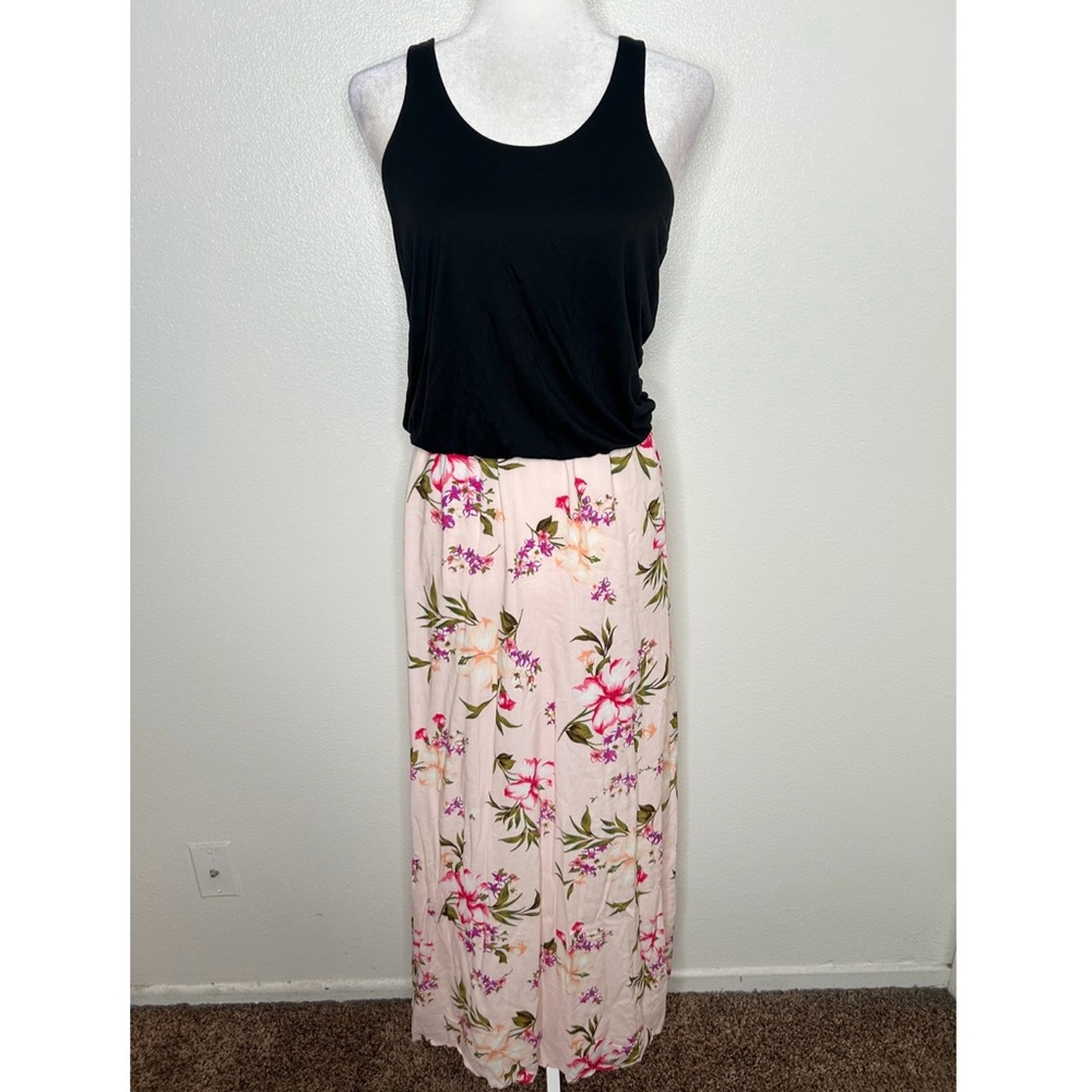 Victorias Secret Womens Black & Pink Floral Sleeveless Blouson Maxi Dress Size S